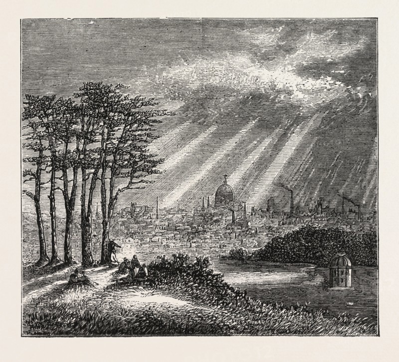 THE NORTH OF LONDON, THE HEATH, HAMPSTEAD, ENGRAVING 1876, UK, britain, british, europe, united kingdom, great britain, european