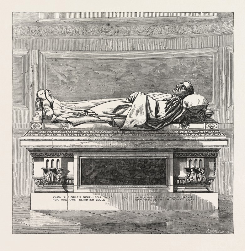 DEAN MILMAN THOMB, ST. PAUL'S CATHEDRAL, LONDON, ENGRAVING 1876, UK, britain, british, europe, united kingdom, great britain, european