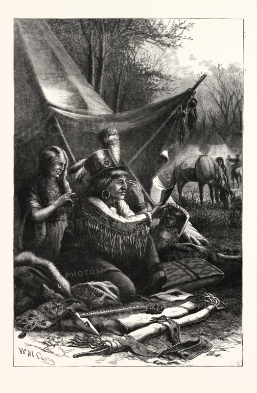AN INDIAN TOILET, ENGRAVING 1876, US, USA, America, United States
