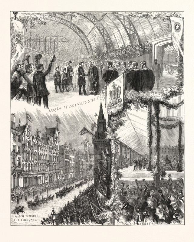 VISIT OF THE PRINCE AND PRINCESS OF WALES TO GLASGOW, ENGRAVING 1876, UK, britain, british, europe, united kingdom, great britain, european