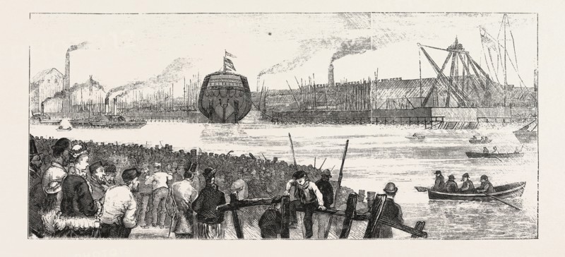 ELDER AND CO.'s SHIP-BUILDING YARD, GLASGOW, NOVEMBER 4TH, 1876, ENGRAVING 1876, UK, britain, british, europe, united kingdom, great britain, european