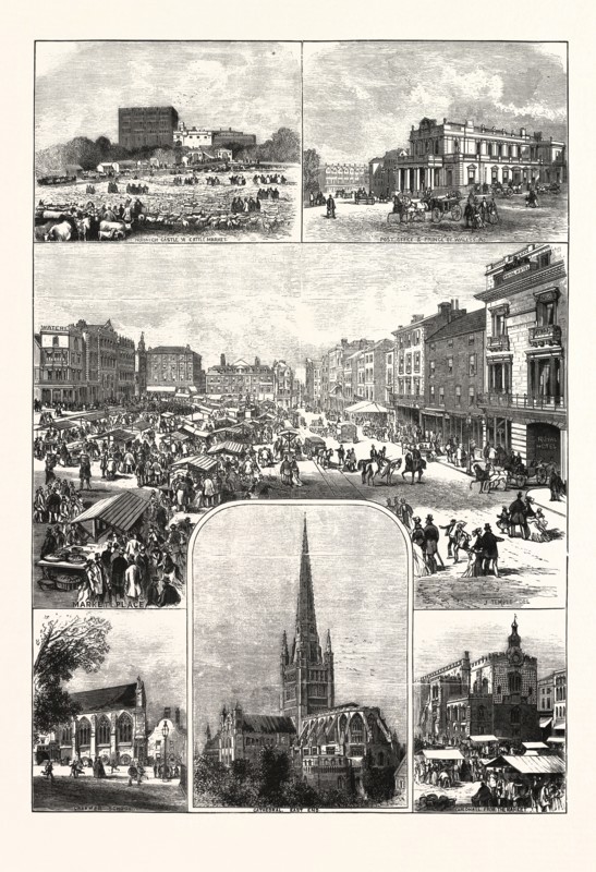 THE CITY OF NORWICH, ENGRAVING 1876, UK, britain, british, europe, united kingdom, great britain, european