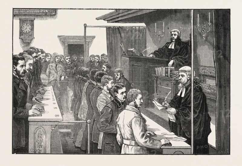 SWEARING IN SOLICITORS BEFORE THE MASTER OF THE ROLLS, ENGRAVING 1876, UK, britain, british, europe, united kingdom, great britain, european