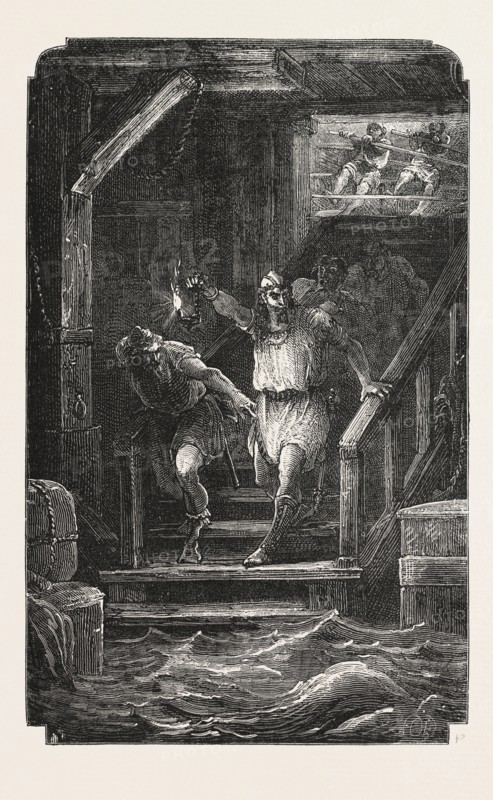 THE ADVENTURES OF CAPTAIN MAGO, THE CHILD HAD FOUND THE LEAK, ENGRAVING 1876