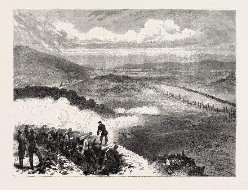 FRANCO-PRUSSIAN WAR: A PRUSSIAN BATTERY BEFORE METZ, FRANCE, 1870