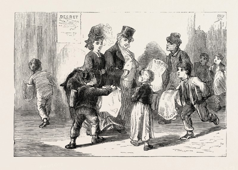 LIFE IN TOURS, FRANCE: SELLING PARIS PAPERS, 1870