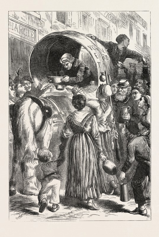 SELLING MILK IN THE STREET, PARIS, FRANCE, 1870