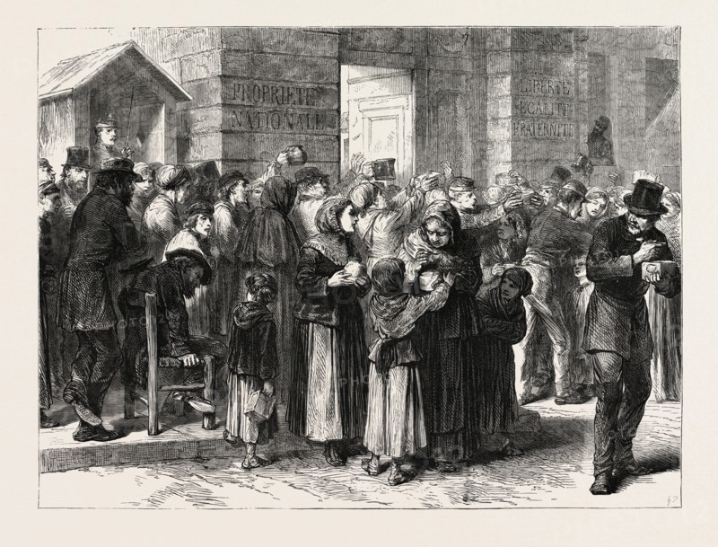 SERVING SOUP IN THE FAUBOURG POISSONIERE, PARIS, FRANCE, 1870