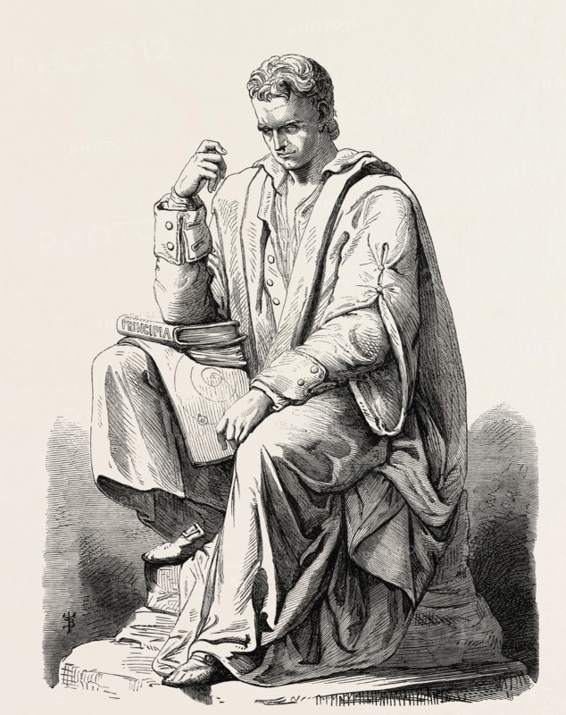 NEWTON MEDITATING ON THE LAW OF GRAVITATION (J. BELL, SCULPTOR)