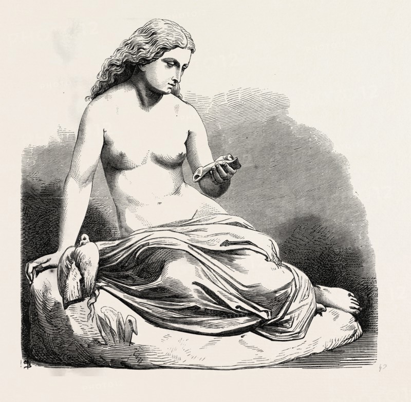 THE CARRIER PIGEON (W.C. MARSHALL, R.A., SCULPTOR. FROM THE LATE EXHIBITION OF THE ROYAL ACADEMY, UK), 1865