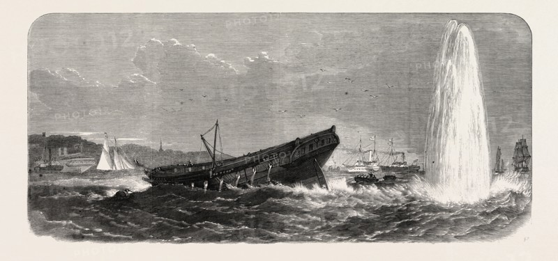 EXPERIMENTS WITH TORPEDOES IN MEDWAY, UK: BLOWING UP OF THE TERPSICHORE, EXPLOSION OF ONE OF THE OTHER TORPEDOES, 1865
