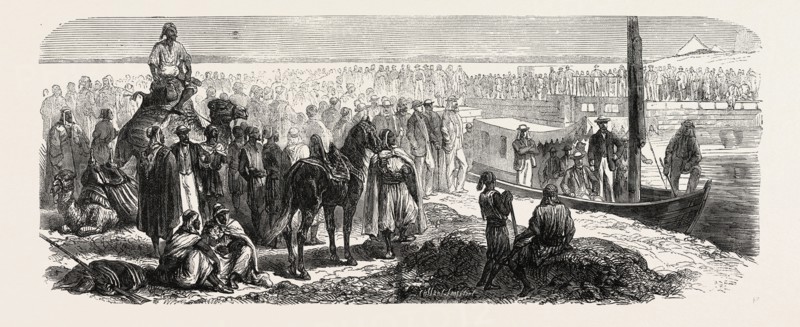 PASSAGE OF THE FIRST VESSEL THROUGH THE SUEZ CANAL, 1865