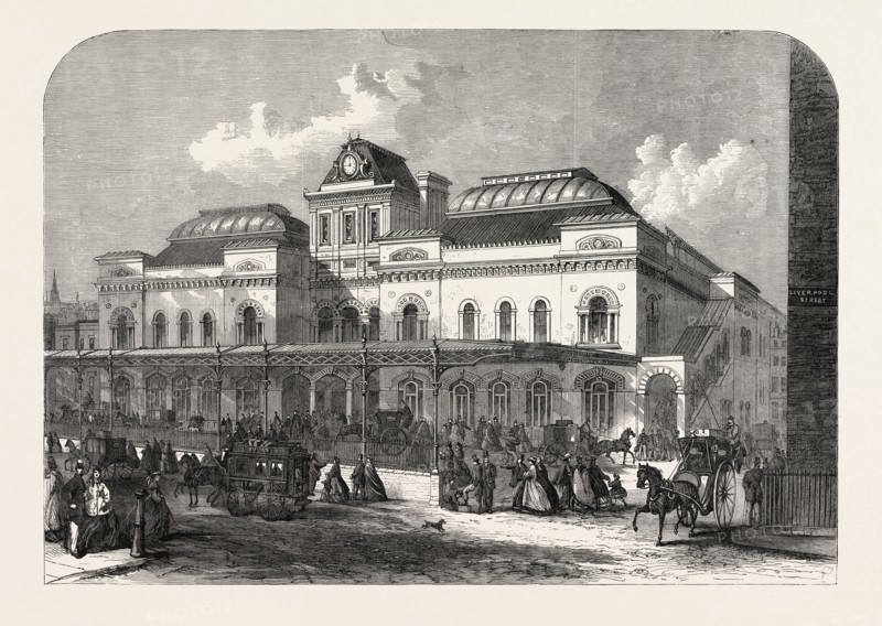 THE CITY TERMINUS, IN LIVERPOOL STREET, OF THE NORTH LONDON RAILWAY, LONDON, UK, 1865