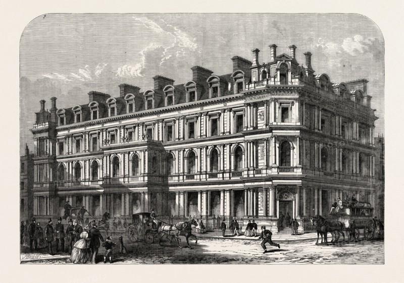 THE NEW UNION BANK BUILDINGS, CAREY STREET AND CHANCERY LANE, LONDON, UK, 1865, BY MR. F.W. PORTER, ARCHITECT