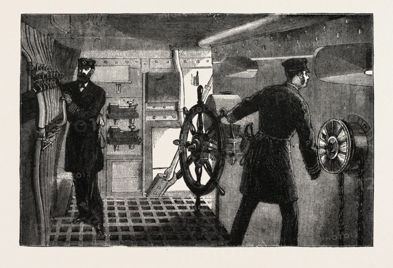 THE NEW WAR SHIP OF THE BRITISH NAVY, H.M.S. INFLEXIBLE: THE "CONNING" TOWER (FORWARD) CONTAINING THE "ARMOR CROSS", 1882