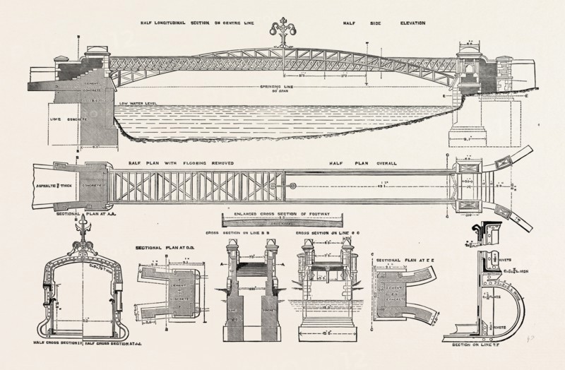 FOOT BRIDGE OVER THE RIVER WELLAND, AT STAMFORD, UK, 1882; MR. J.B. EVERARD, C.E., LEICESTER, ENGINEER