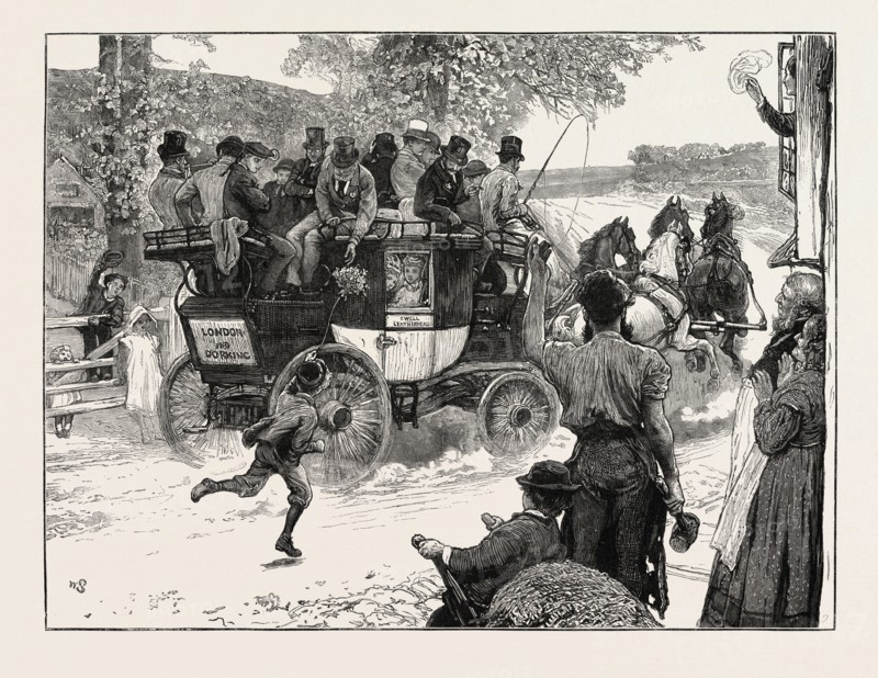 THE OLD COACHING DAYS REVIVED: THE LONDON AND DORKING COACH, UK