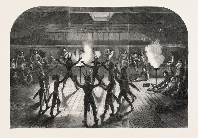 INDIAN DANCE AT UNALACHLEET, NORTON SOUND, ALASKA, 1868