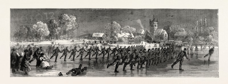 SKATING PARADE OF THE FIRST HUNTINGDONSHIRE RIFLE VOLUNTEERS, UK, 1871
