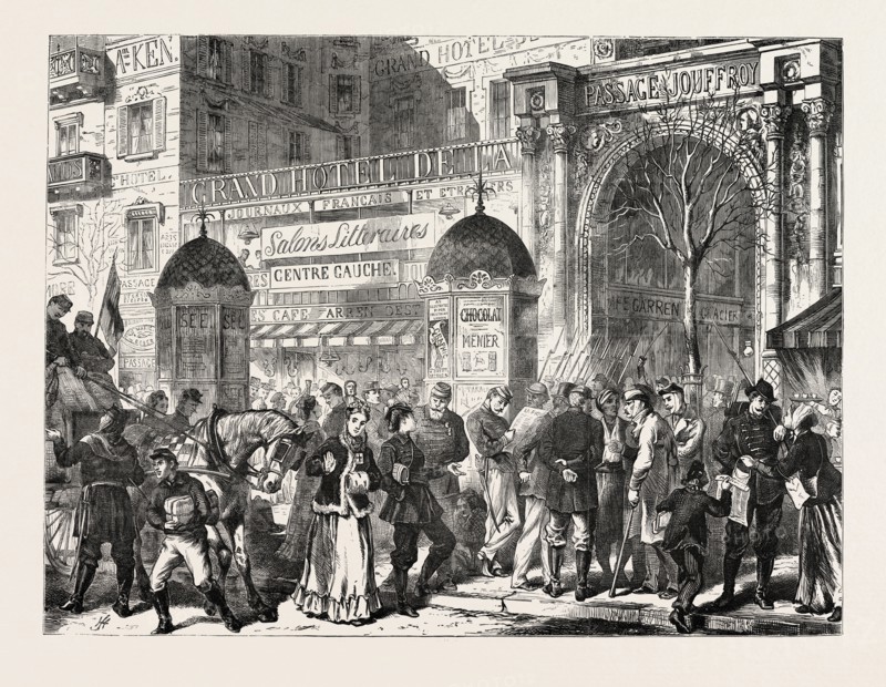 THE FRANCO-PRUSSIAN WAR: A STROLL ON THE BOULEVARDS IN PARIS BEFORE THE CAPITULATION, FRANCE, 1871