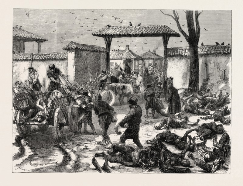 RUSSO-TURKISH WAR, SIEGE OF PLEVNA: THE REALITY OF WAR: CARTING AWAY THE LIVING AND THE DEAD INSIDE PLEVNA, 1877, PLEVEN, BULGARIA