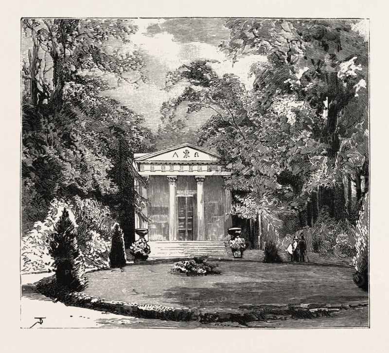 THE EXTERIOR OF THE ROYAL MAUSOLEUM, CHARLOTTENBURG, THE DEATH OF THE LATE EMPEROR WILLIAM, GERMANY, 1888 engraving