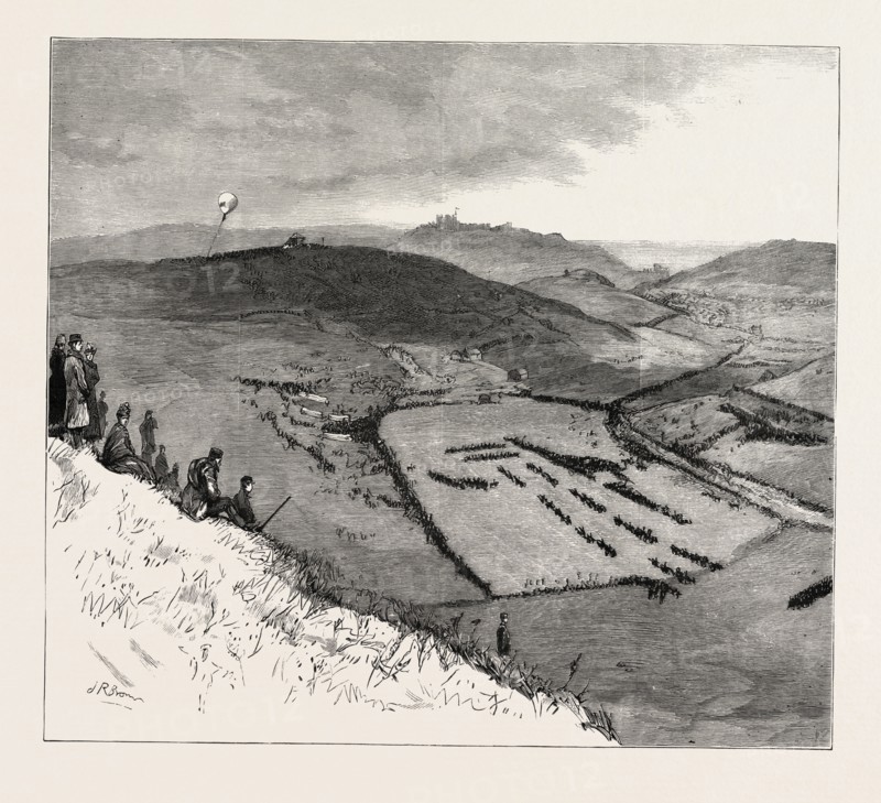 BIRD'S-EYE VIEW OF THE MARCH-PAST, AT DOVER, UK, britain, united kingdom, u.k., great britain, 1888 engraving