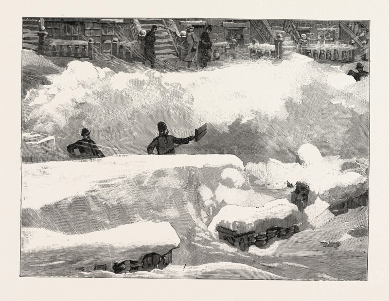 BLIZZARD IN NEW YORK, ASPECT OF AN UP TOWN STREET THE DAY AFTER THE STORM, US, USA, America, United States, 1888 engraving