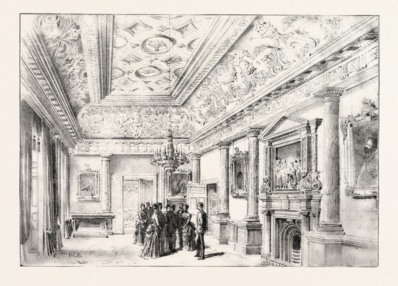 DUBLIN CASTLE, IRELAND, THE DINING ROOM, 1888 engraving