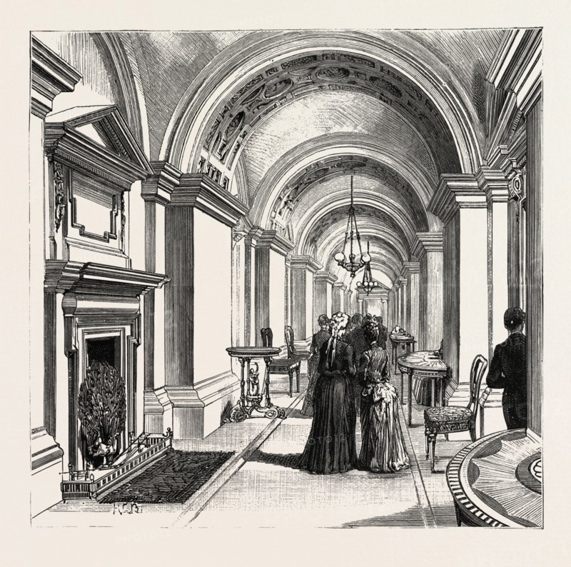 DUBLIN CASTLE, IRELAND, THE CORRIDOR, 1888 engraving