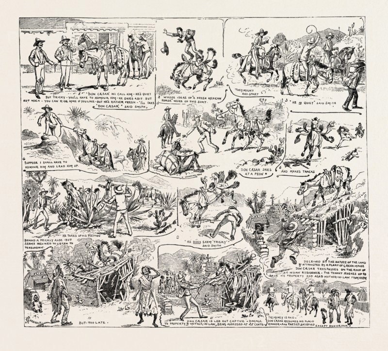 MISADVENTURES IN MEXICO, 1888 engraving