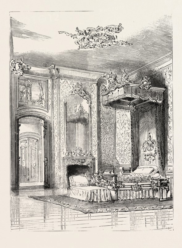 THE QUEEN'S VISIT TO BERLIN HER MAJESTY'S BEDROOM. IN THE PALACE, CHARLOTTENBURG GERMANY, 1888 engraving