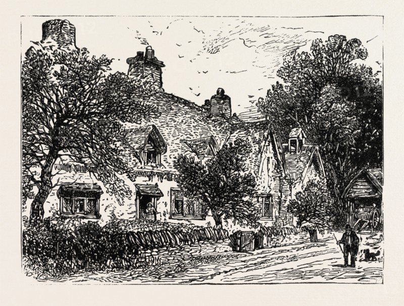 COTTAGE AT WILMCOTE, THE RESIDENCE OF ROBERT ARDEN, FATHER OF MARY ARDEN, SHAKESPEARE'S MOTHER, UK, britain, united kingdom, u.k., great britain, 1888 engraving