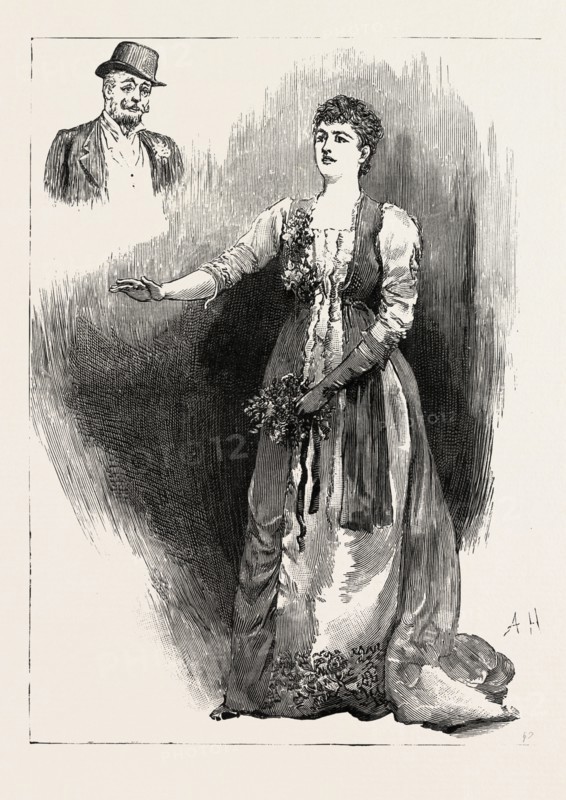 ARIANE, Mrs. Bernard-Beere  ARIANE AT THE OPERA Comique, play in london, UK, britain, united kingdom, u.k., great britain, 1888 engraving