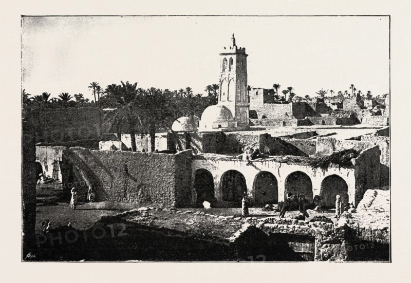 THE MOSQUE OF SIDI OKBA, ALGERIA, engraving 1890