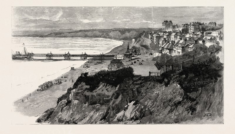 BOURNEMOUTH, GERVIS ROAD, engraving 1890, UK, U.K., Britain, British, Europe, United Kingdom, Great Britain, European