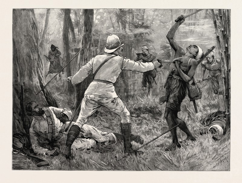 SURGEON CRIMMIN WINNING THE VICTORIA CROSS AT THE BATTLE OF NGA KYAING, BURMA, engraving 1890