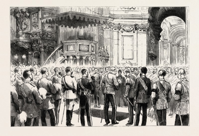 THE FUNERAL OF LORD NAPIER OF MAGDALA, THE CEREMONY IN ST. PAUL'S CATHEDRAL, LONDON, engraving 1890, UK, U.K., Britain, British, Europe, United Kingdom, Great Britain, European