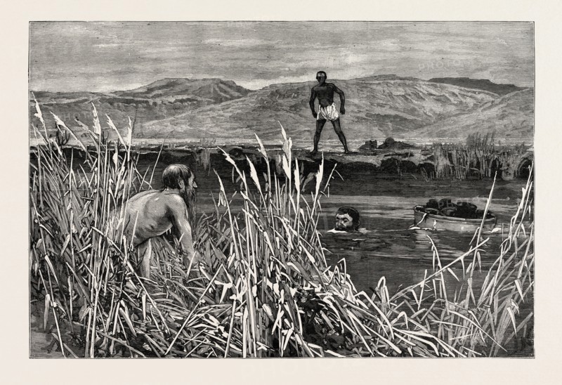 CONFIRMATION MORNING, KAFFIR LAND, HIS LORDSHIP IS ACROSS, engraving 1890