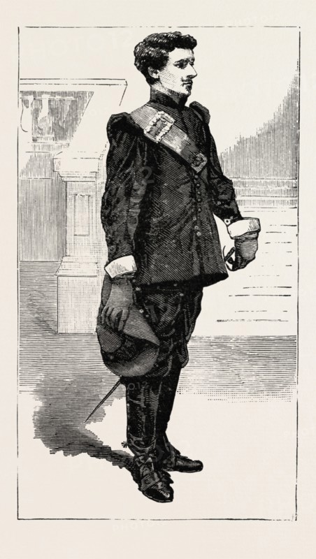 WENTWORTH, EARL OF STRAFFORD, Mr. Henry Irving, Jun., New College, engraving 1890, UK, U.K., Britain, British, Europe, United Kingdom, Great Britain, European