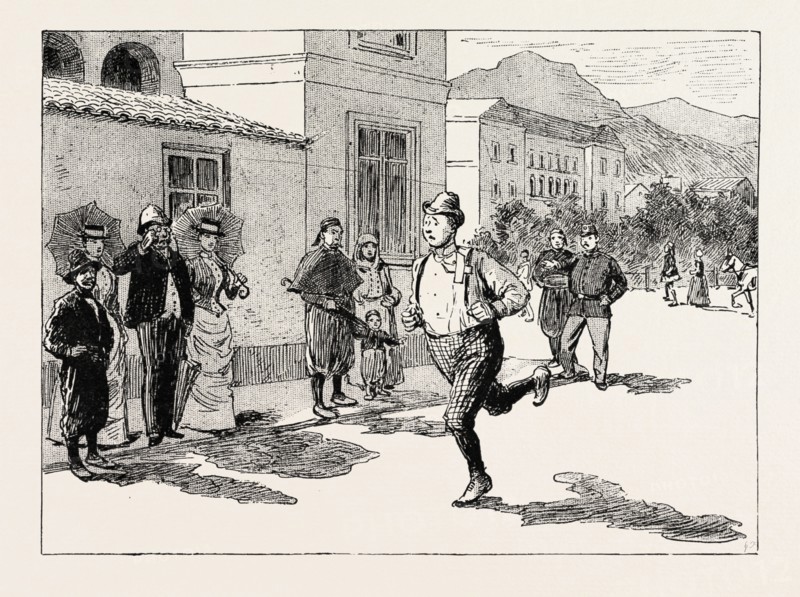 A MORNING RIDE IN ATHENS, GREECE, And in this sorry plight, I re-enter Athens, and make the best of my way to my hotel, encountering on the way thither, of course, all my most valued acquaintances, and exalting mirth and interest on all sides, engraving 1890