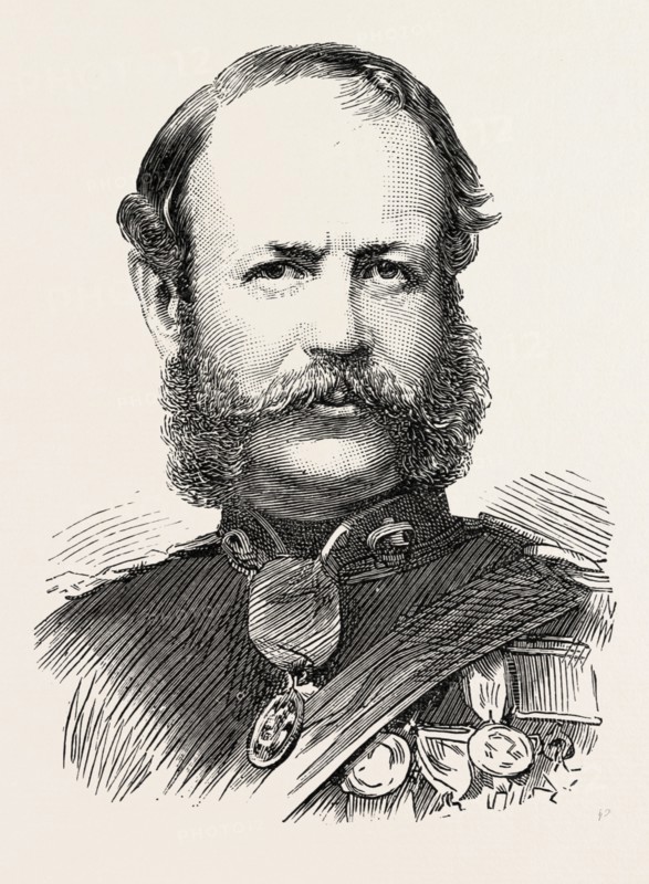 MAJOR-GENERAL SIR HOWARD ELPHINSTONE, V.C., K.C.B., G.C.M.G. Born December, 183o. Drowned at sea, March 8, 1890, engraving 1890, UK, U.K., Britain, British, Europe, United Kingdom, Great Britain, European