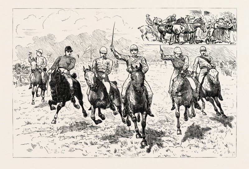 IN FULL BLAST, A CIGAR RACE, engraving 1890