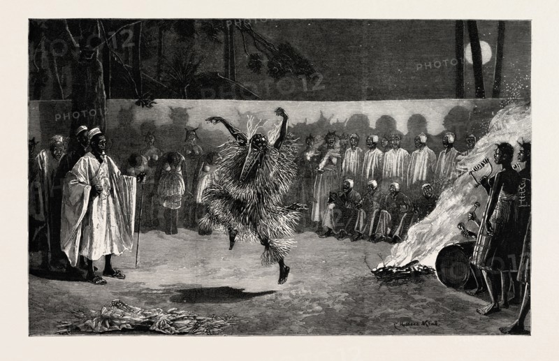 THE DEVIL'S DANCE, THE WEST COAST OF AFRICA, engraving 1890