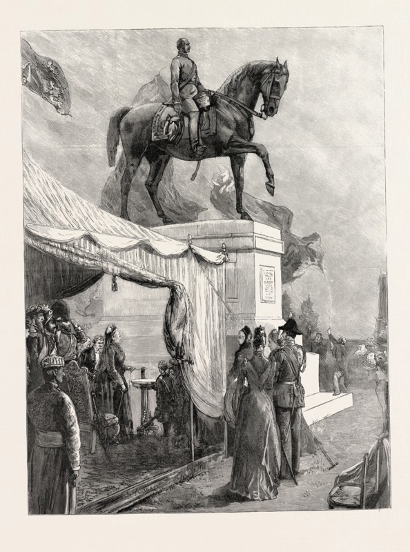 THE STATUE OF THE LATE PRINCE CONSORT IN WINDSOR GREAT PARK, engraving 1890, UK, U.K., Britain, British, Europe, United Kingdom, Great Britain, European