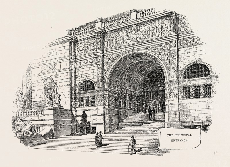 THE IMPERIAL INSTITUTE, LONDON, , engraving 1890, UK, U.K., Britain, British, Europe, United Kingdom, Great Britain, European