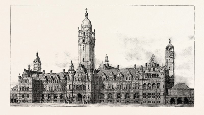 THE IMPERIAL INSTITUTE, LONDON, THE FACADE OF THE IMPERIAL INSTITUTE OF THE UNITED KINGDOM, THE COLONIES, AND INDIA, On the North Side of the Imperial Institute Road, engraving 1890, UK, U.K., Britain, British, Europe, United Kingdom, Great Britain, European