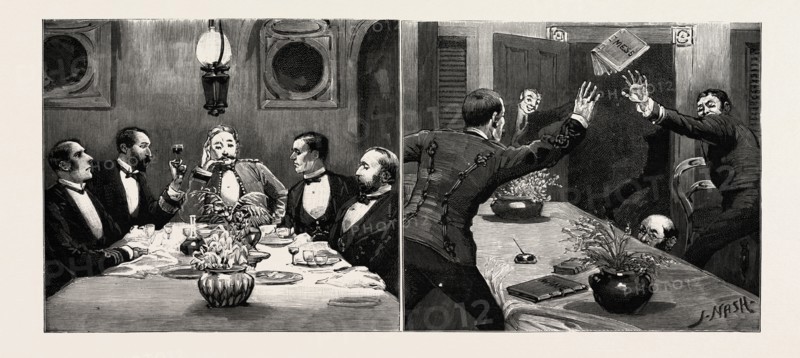 EXPERIENCES OF A MARINE SUBALTERN ON JOINING HIS SHIP,  MY FIRST EMBARKATION, engraving 1890