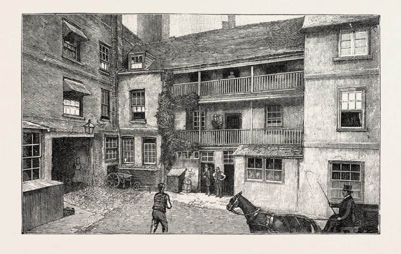 GARTER INN AT WINDSOR, engraving 1890, UK, U.K., Britain, British, Europe, United Kingdom, Great Britain, European, engraved image, history, arkheia, illustrative technique, engravement, engraving, victorian, Arts, Culture, 19th Century Style, Retro Styled, Vintage, retro, nineteenth century engraving, historic art