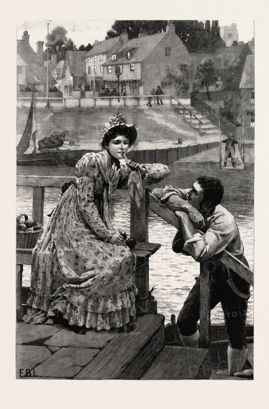 NONE SO DEAF AS THOSE WHO WON'T HEAR, picture by E. Blair Leighton, engraving 1890, engraved image, history, arkheia, illustrative technique, engravement, engraving, victorian, Arts, Culture, 19th Century Style, Retro Styled, Vintage, retro, nineteenth century engraving, historic art